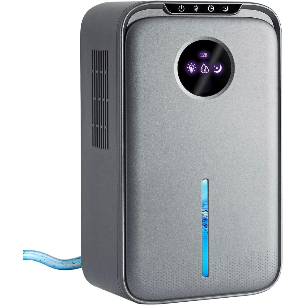 (Grey) Dehumidifier With Drain Hose for Drying Clothes with Timer Sleep Mode and Auto Shut Off Defrost,Quiet Dehumidifiers for Bathroom Bedroom Closet R