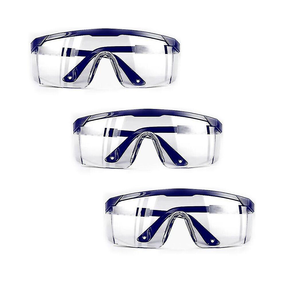 Safety Glasses,3 PCS Anti-fog Goggles Blue Frames UV Protection Goggles for Kids Adults with PC and Thicker Lenses for Outdoor Activities