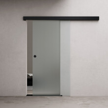 Durovin 1025 * 2050mm Sliding Glass Door - Fully Frosted - Black Round Handle With Soft Close Rail