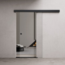 Durovin 775 * 2050mm internal Sliding Glass Door - Clear - Black Round Handle & Rail - Track 5ft