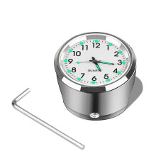 (white) Motorcycle Handlebar Mount Clock 7/8" Chrome Waterproof Bike Motor Quartz Watch Aluminum Luminous Clock Moto Accessories