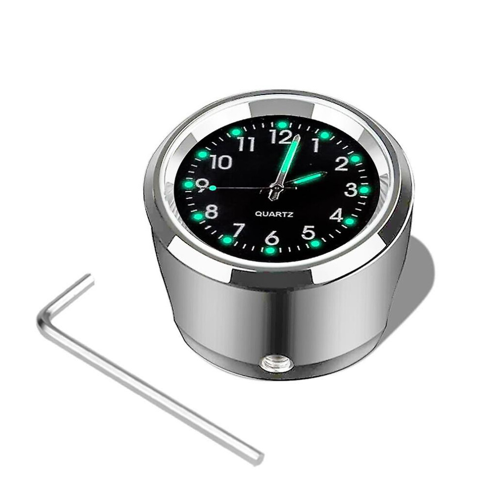 (Black) Motorcycle Handlebar Mount Clock 7/8" Chrome Waterproof Bike Motor Quartz Watch Aluminum Luminous Clock Moto Accessories Black 5778930996735