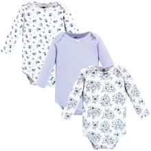 Hudson baby unisex baby bomuld langærmet bodysuits blå toile 3-pack 6-9 måneder