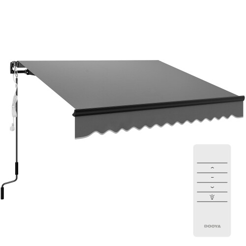 Outsunny Outsunny 2.5 x 2m Electric Awning with LED Light and Remote Controller Grey 2