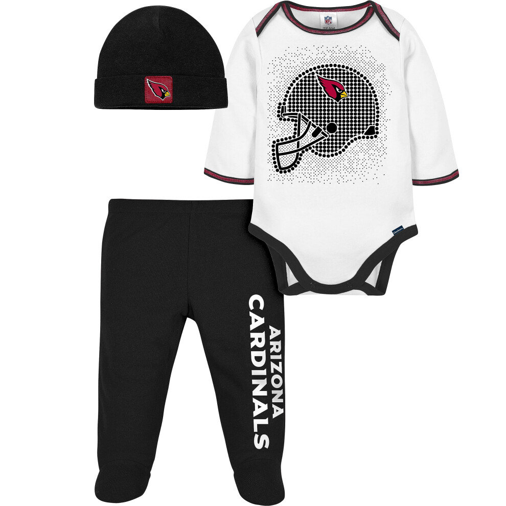 Ensemble 3 pièces Gerber NFL pour bébé garçon, body, pantalon, casquette, Arizona Cardinals, 6 à 9 mois