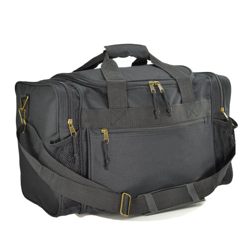DALIX 17"" Duffle Travel Bag Front Mesh Pockets in Black