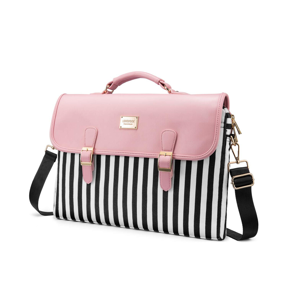 LOVEVOOK Computer Bag for Women Laptop Messenger Bag for Work College Slim-Pink 15.6-Inch