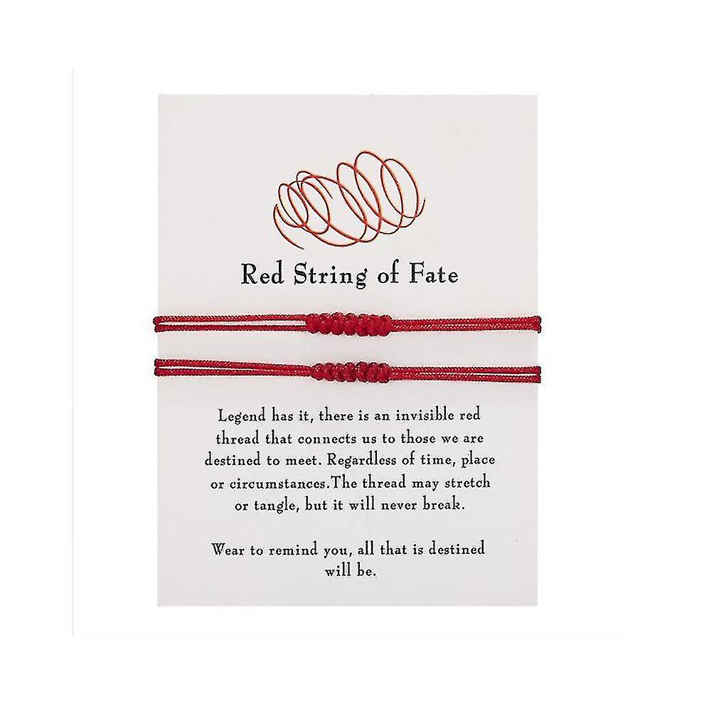 (B) 2 Pcs Lucky Red String Bracelet Kabbalah Amulet 7 Knots Protection Rope Gift