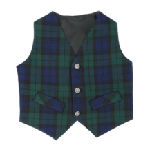 (2 Years) Children's Dress Waistcoat In Black Watch Tartan