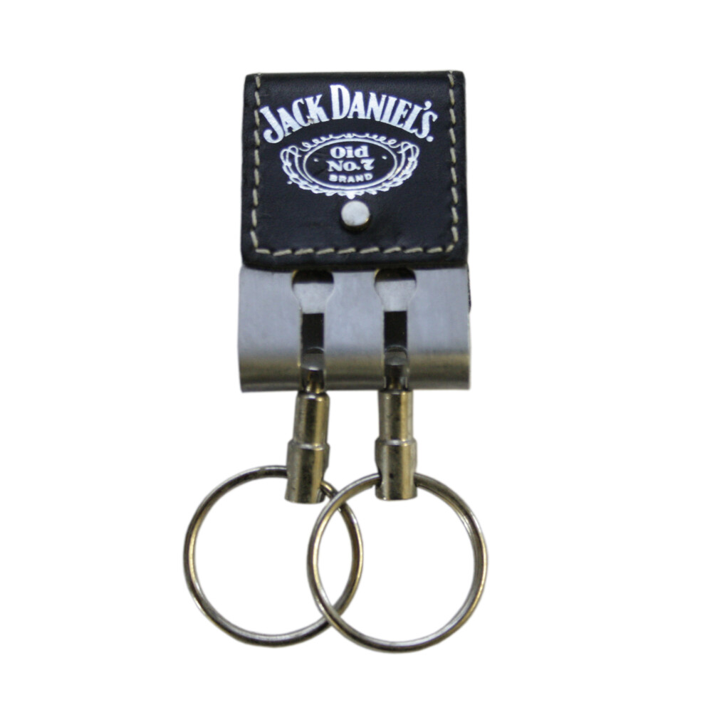 Jack Daniels Black Leather Keyring Black,Silver