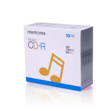 Memorex 700 MB/80 minuti 40x Music CD-R Media (confezione da 10 con custodie sottili Jewel)