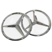 Mercedes-Benz Rear Logo Trunk 9cm - 2 Pack - Car Logo Rear Car Logo 90mm Tri-fold Logo (Silver)