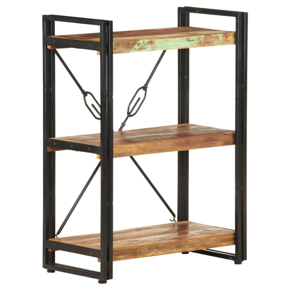 Vidaxl 3-Tier Bookcase 60X30x80 Cm Solid Reclaimed Wood Book Rack Bookshelf