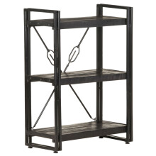 vidaXL Solid Mango Wood 3-Tier Bookcase Black 60x30x80 cm Book Rack Bookshelf
