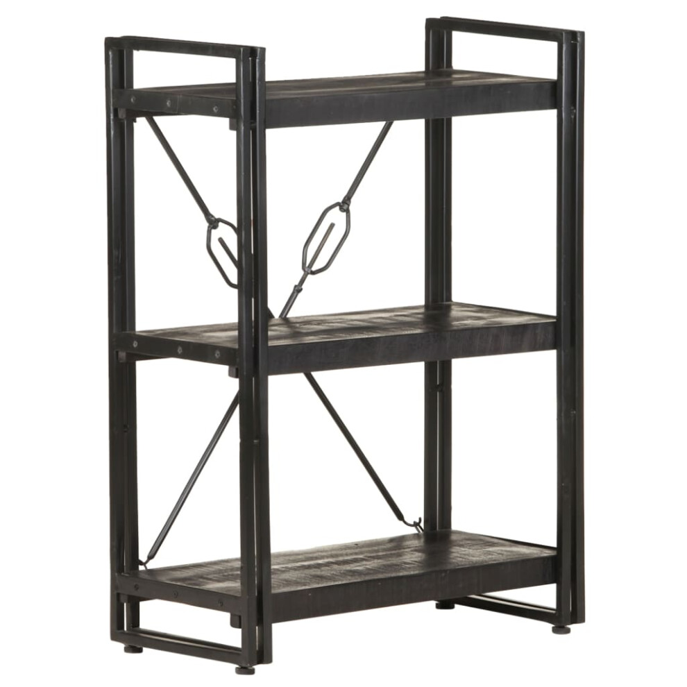 Vidaxl Solid Mango Wood 3-Tier Bookcase Black 60X30x80 Cm Book Rack Bookshelf