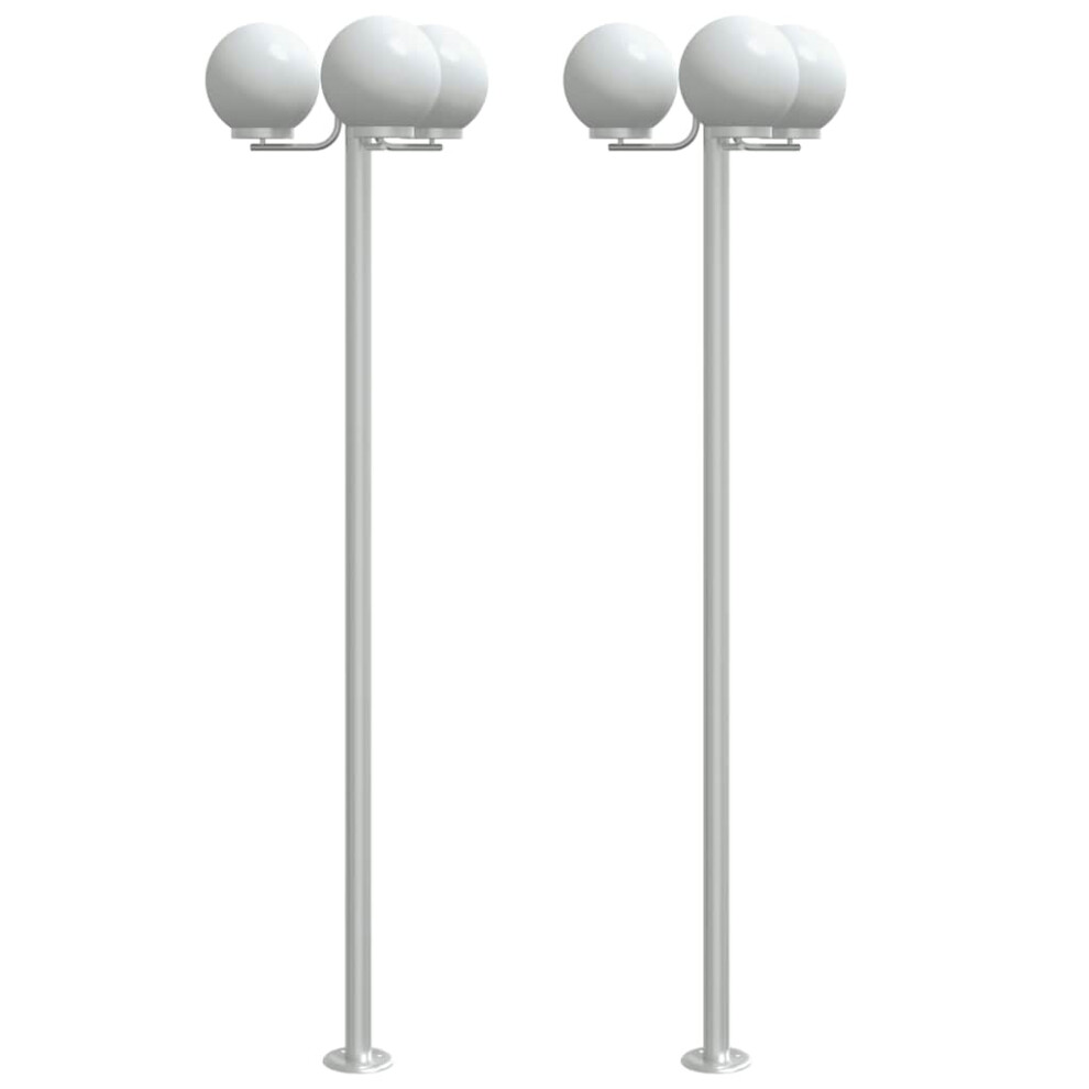 vidaXL Outdoor Floor Lamps Garden Standing Lamp 2 pcs Silver Stainless Steel