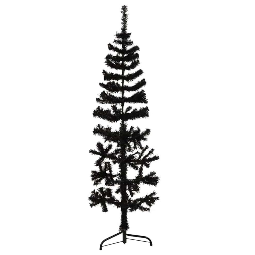 (black, 120 cm) vidaXL Slim Artificial Half Christmas Tree with Stand Xmas Artificial Tree