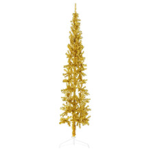(gold, 240 cm) vidaXL Slim Artificial Half Christmas Tree with Stand Xmas Artificial Tree