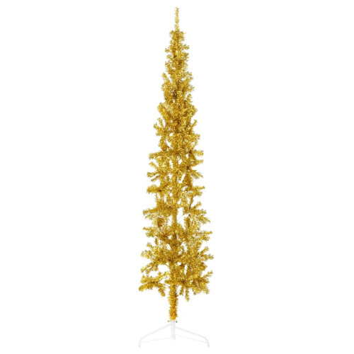 VidaXL (gold, 240 cm) vidaXL Slim Artificial Half Christmas Tree with Stand Xmas Artificial Tree