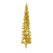(gold, 180 cm) vidaXL Slim Artificial Half Christmas Tree with Stand Xmas Artificial Tree