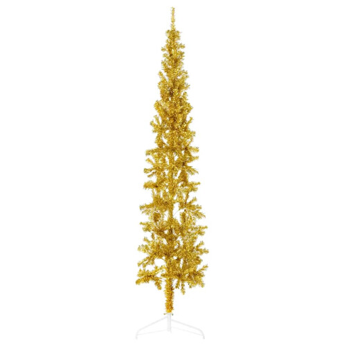 VidaXL (gold, 210 cm) vidaXL Slim Artificial Half Christmas Tree with Stand Xmas Artificial Tree