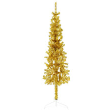 (gold, 150 cm) vidaXL Slim Artificial Half Christmas Tree with Stand Xmas Artificial Tree