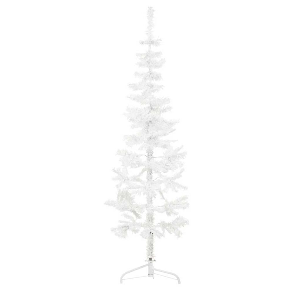 (white, 150 cm) vidaXL Slim Artificial Half Christmas Tree with Stand Xmas Artificial Tree-image-OPC-P9VR9ZD-NEW