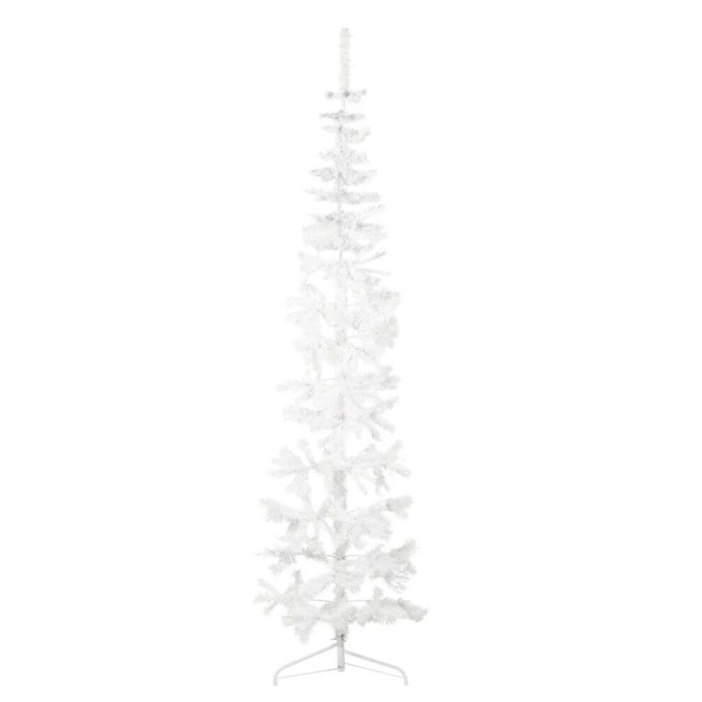 Vidaxl (, 240 Cm) Slim Artificial Half Christmas Tree With Stand Xmas Artificial Tree White