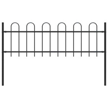 vidaXL Gartenzaun BOXTEL mit Bügelaufsatz Stahl 170 x 60 cm Schwarz