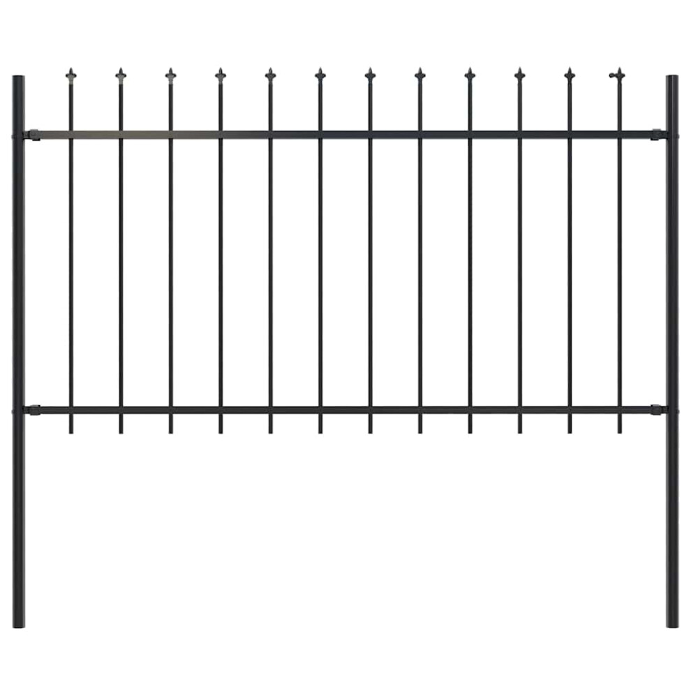 Vidaxl Garden Fence With Spear Top Fence Panel Spike Fence Steel 1.8 M Black 8719883586922