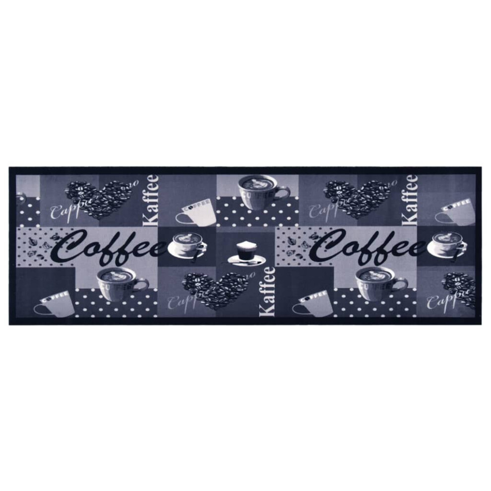 vidaXL Kitchen Carpet Washable Coffee Blue Hallway Rug Floor Non Slip Runner