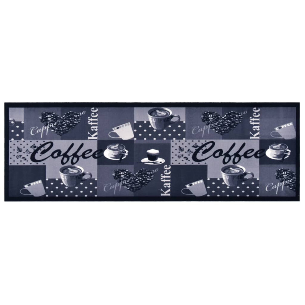 vidaXL Kitchen Carpet Washable Coffee Blue Hallway Rug Mat Non Slip Runner