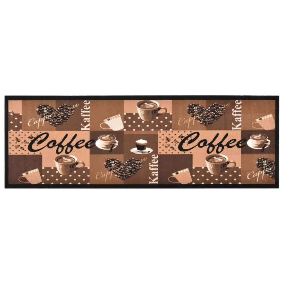 vidaXL Kitchen Carpet Washable Coffee brown Hallway Rug Floor Non Slip Runner