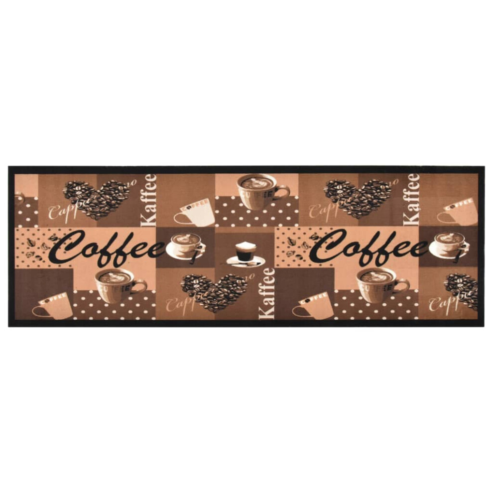 vidaXL Kitchen Carpet Washable Coffee brown Hallway Rug Mat Non Slip Runner