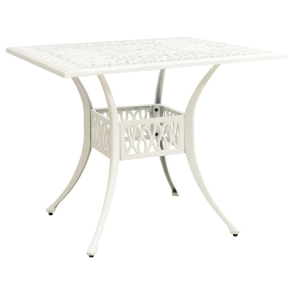 Vidaxl Garden Table White Cast Aluminium Outdoor Patio Dining Dinner Desk
