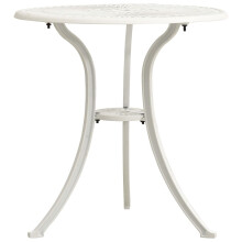 vidaXL White Cast Aluminium Garden Table - Outdoor Patio Desk for Tea/Coffee, 62x65 cm with Umbrella Hole
