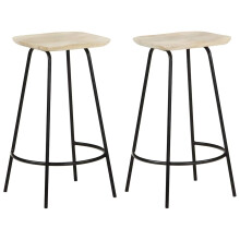 vidaXL 2x Solid Mango Wood Bar Stools Kitchen Stool Armchairs Garden Chairs