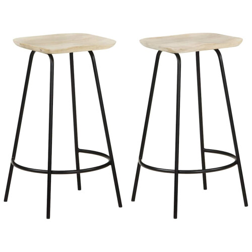 VidaXL vidaXL 2x Solid Mango Wood Bar Stools Kitchen Stool Armchairs Garden Chairs