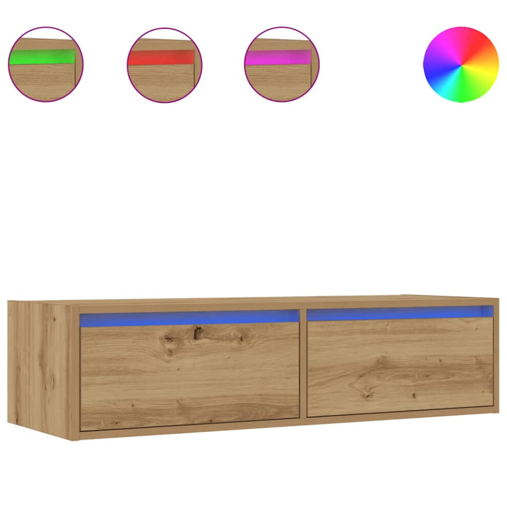 New Vidaxl Tv Cabinet With Led Lights Artisan Oak 100X35.5x25 Cm Tv Stand 860246