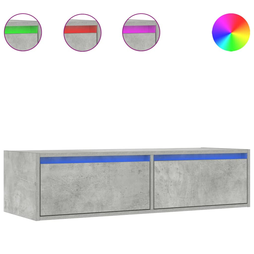 Vidaxl Tv Cabinet With Led Lights Concrete Grey 100X35.5x25 Cm Tv Stand