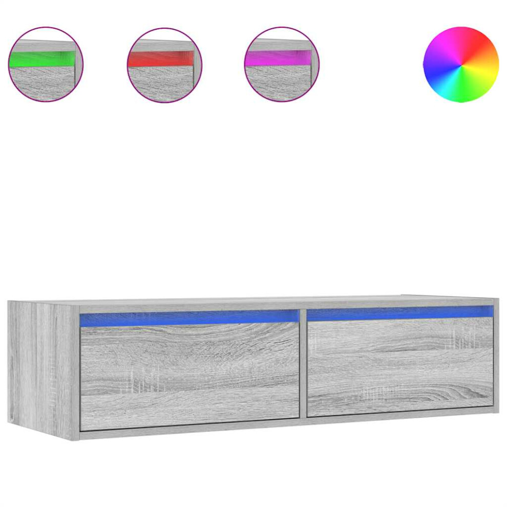 Vidaxl Tv Cabinet With Led Lights Grey Sonoma 100X35.5x25 Cm Tv Stand