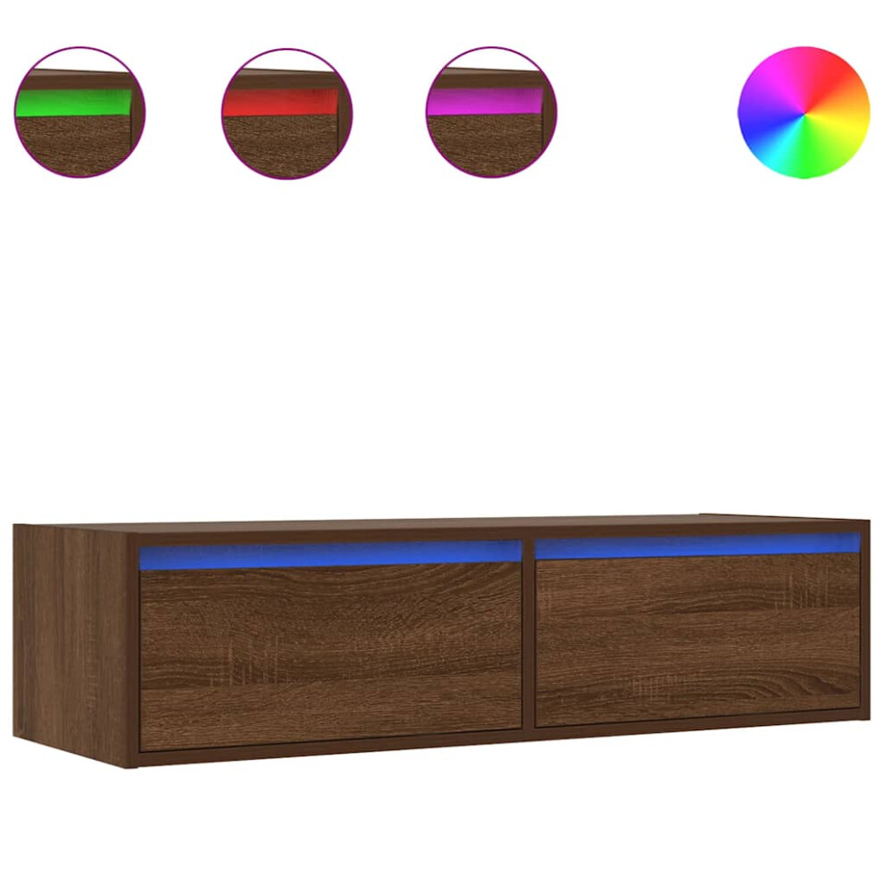 Vidaxl Tv Cabinet With Led Lights Oak 100X35.5x25 Cm Tv Stand Brown