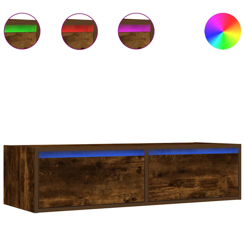 Vidaxl Tv Cabinet With Led Lights Smoked Oak 100X35.5x25 Cm Tv Stand