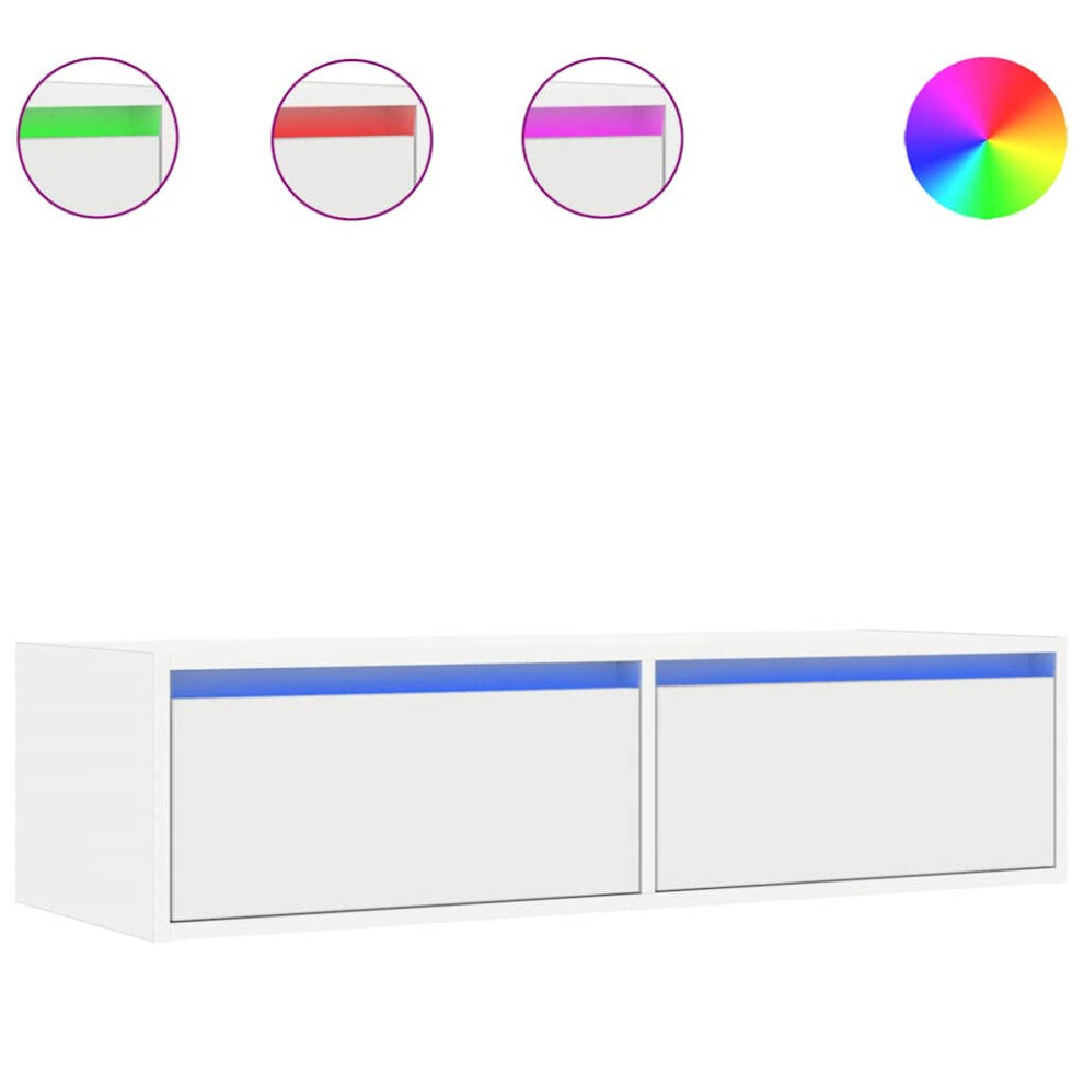 Vidaxl Tv Cabinet With Led Lights White 100X35.5x25 Cm Tv Stand