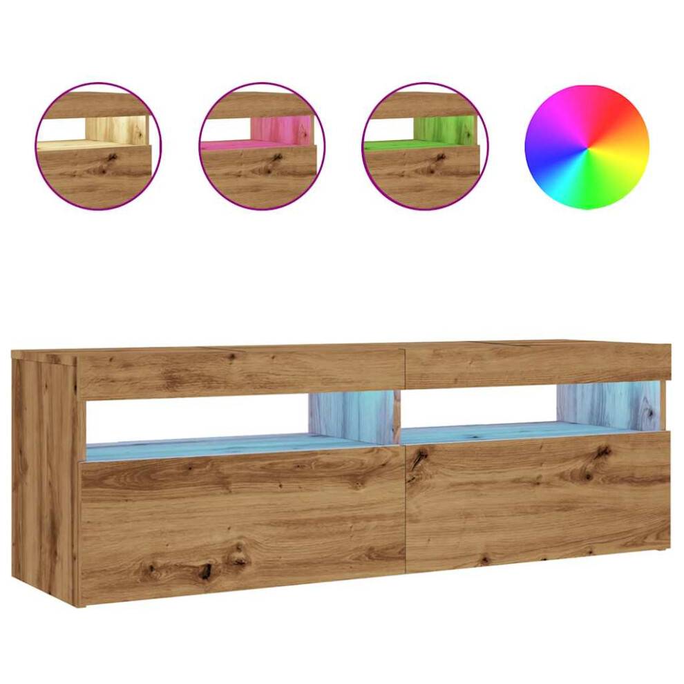 Vidaxl Tv Cabinet With Led Lights Tv Stand Tv Unit Artisan Oak Engineered Wood
