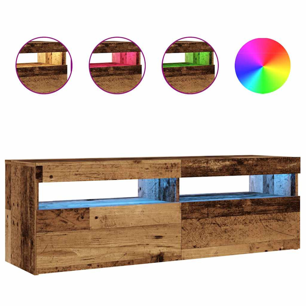 Vidaxl Tv Cabinet With Led Lights Tv Stand Tv Unit Old Wood Engineered Wood