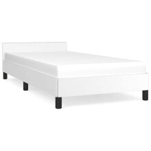 (white, 3ft single) vidaXL Bed Frame with Headboard Bedroom Upholstered Bed Bedstead Faux Leather