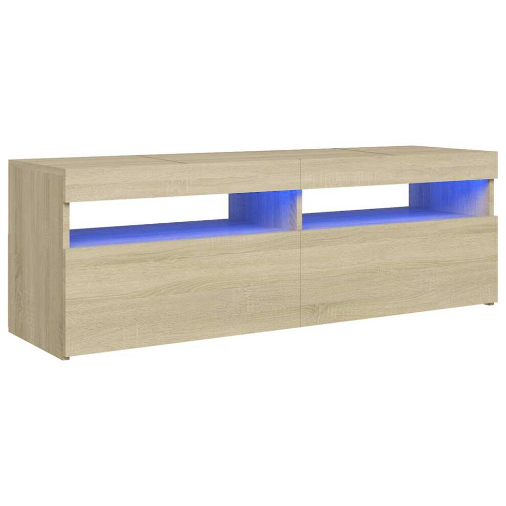 vidaXL TV Cabinet with LED Lights Sonoma Oak Hifi Stand TV Unit Hifi Cabinet