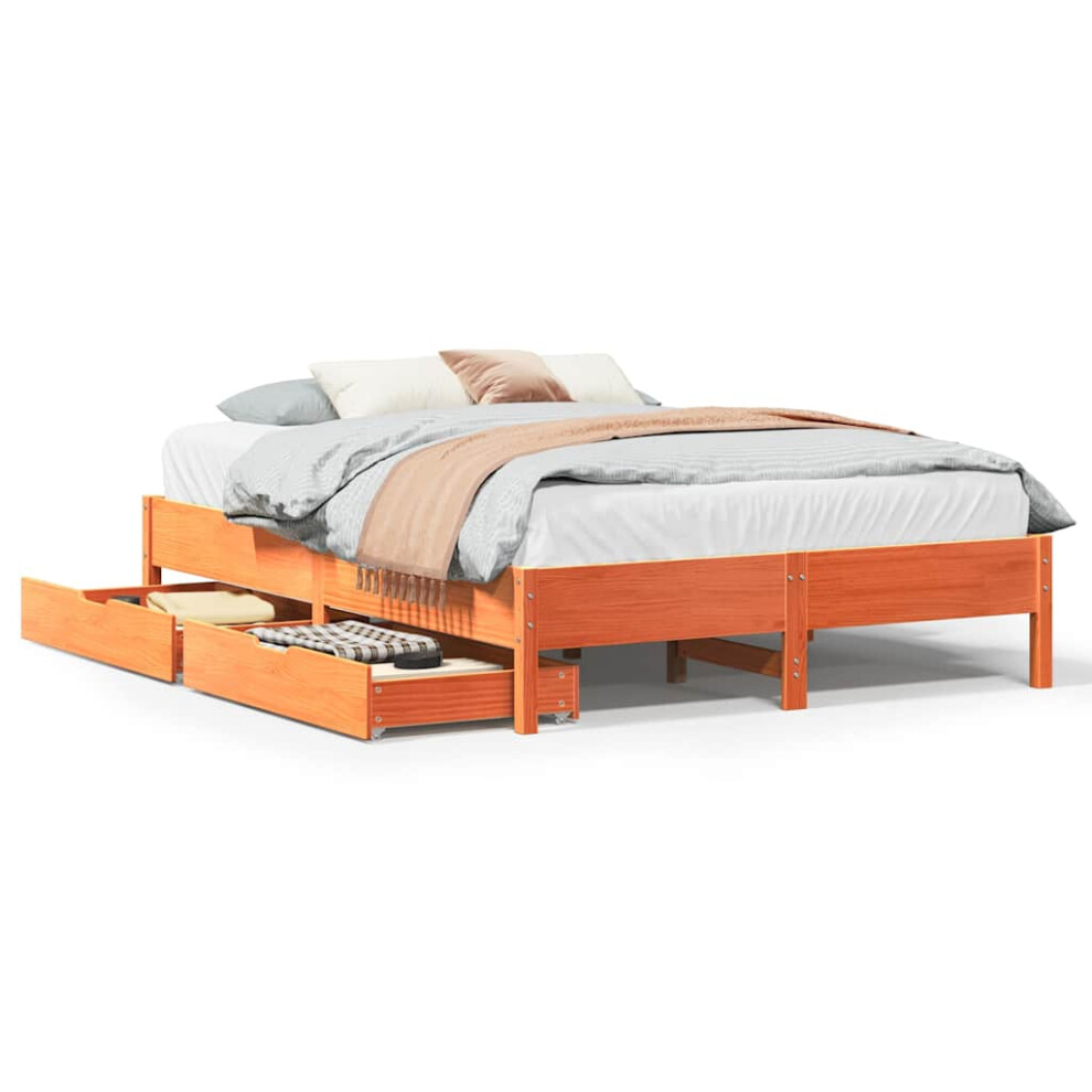 Vidaxl Bed Frame Bed Base Wax Brown 120X190 Cm Small Double Solid Wood Pine