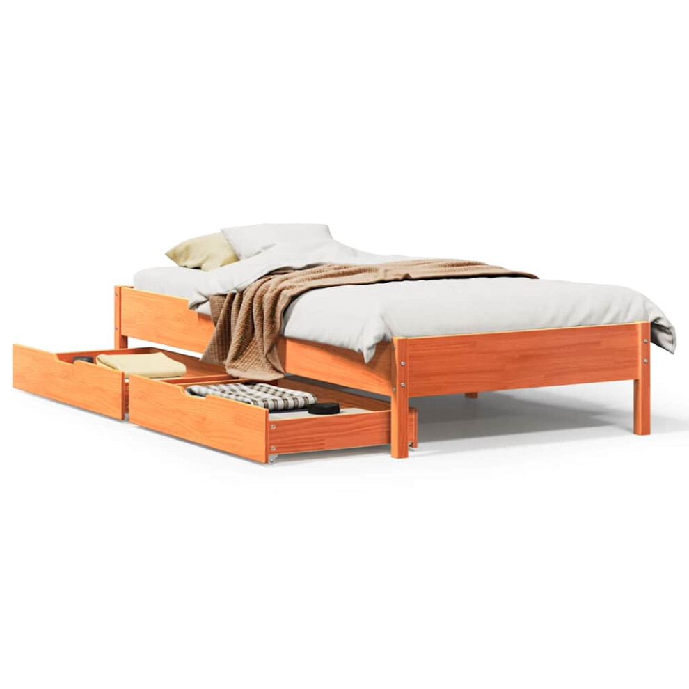 Vidaxl Bed Frame Bed Base Wax Brown 75X190 Cm Small Single Solid Wood Pine